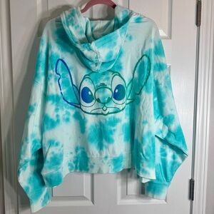 NWT. Disney Parks Womens Blue White tie dye Stitch Full Zip Hoodie Jacket 3X